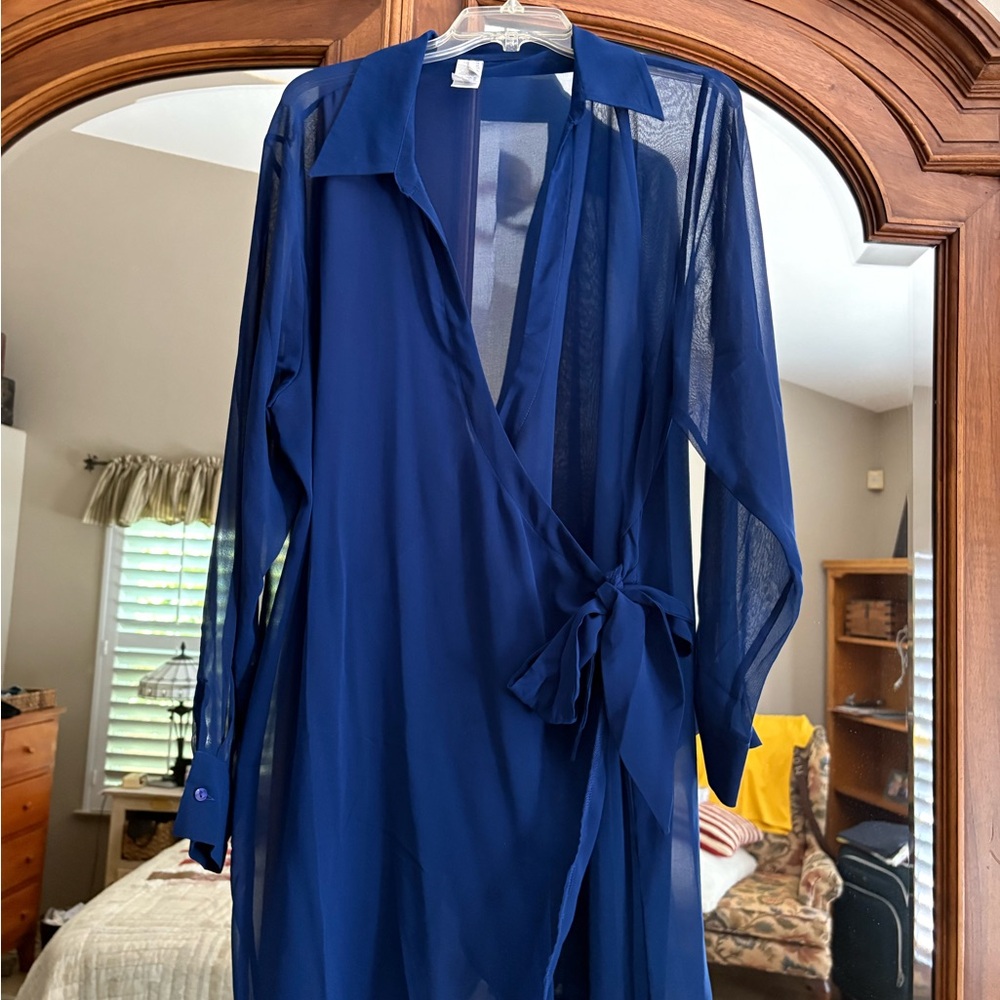Gottex Deep Blue Sheer wrap coverup